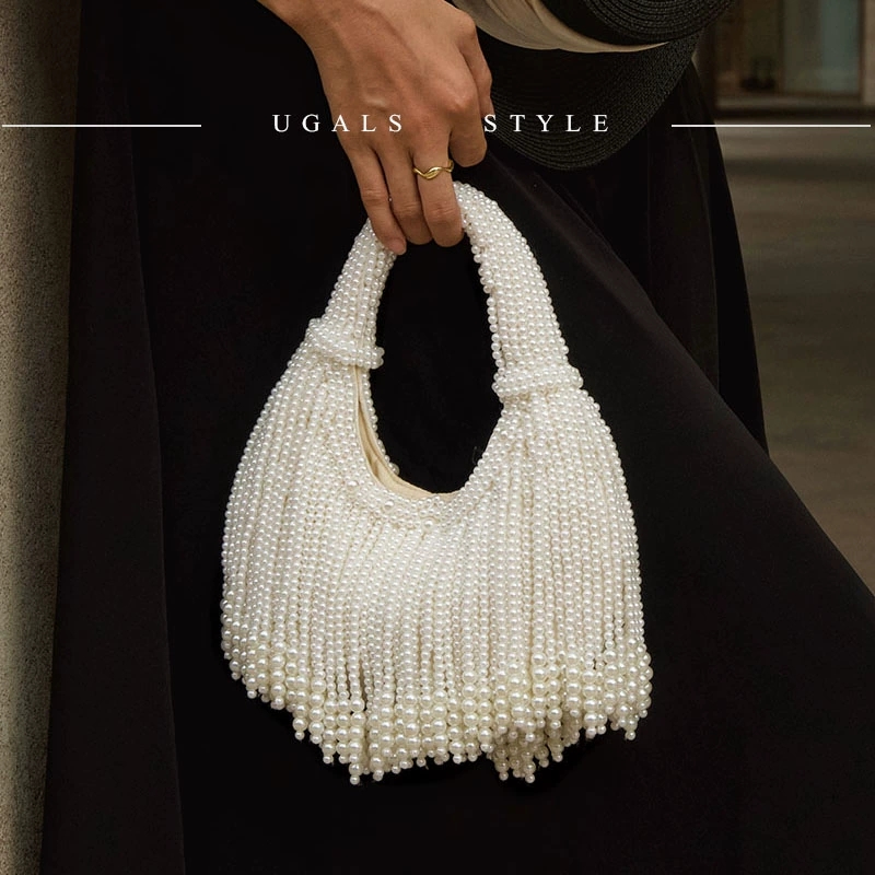 Luxury Bags On Sale - Design Handle Pearl Evening Clutch Bag