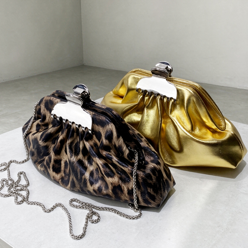 Luxury Bags On Sale - Clutch Leopard Print Evening Bag For